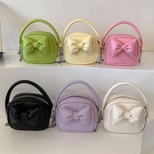 Sweet Cute Bow Children's Mini Handbag Coin Purse Bowknot Design Women's Small Crossbody Bags PU Leather Baby Girls Shoulder Bag