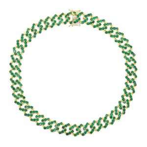 Mode 5a Zirkon Runde Kristall cz gepflastert tennis kubanischen Choker Halskette für Frauen Frauen Grüne Farbe CZ hip hop schmuck Geschenke X0509186S