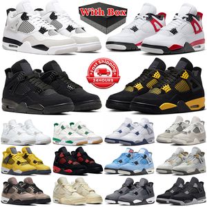 With box 4s jumpman 4 basketball shoes men women Red Cement Thunder Military Black Cat University Blue Cool Grey Bred Sail mens trainers outdoor sports sneakers