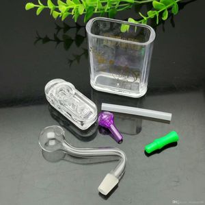 Pfeife Mini Shisha Glasbongs Bunte Metallform Klassische flache Zigarettenschachtel aus Acryl und Wasserrauchflasche