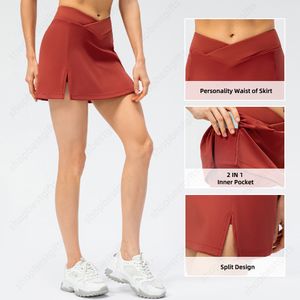 2 in 1 Sport schnell trocknend Röcke Designer 23ss Damen Nylon V Taille kurzes Kleid atmungsaktiv lässig Outdoor Fitness Tranning Laufrock Größe XS-2XL für Damen