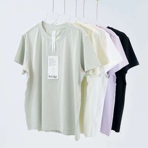 lu lu align yoga lemon women's Summer ofy yourt yours loose slowasable micro Elastic Cotton Sports Casuare Round Neck短袖トップLLジョガー