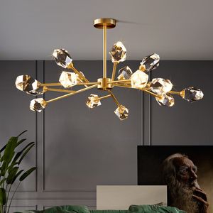 Luz de luxo sala estar lustre nordic moderno e minimalista lâmpada cristal decoração para casa quarto restaurante lâmpadas led