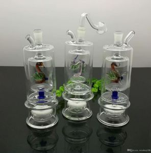 Fumar tubo mini cachimbo de vidro de vidro de vidro colorido forma de metal clássico pato de pato clássico de duas camadas de vidro de vidro filtro silencioso garrafa de fumaça de água