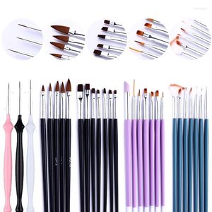 Makeup Brushes Acrylic Nail Brush Set Kit Pink Wood Handle Liner UV Gel Gradient Painting Cuticle Remove For Art Manicuring Drawing ToolsMak