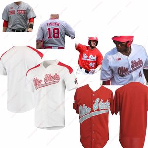 Ohio State Buckeyes Blank senza nome né numero Maglie Baseball College Grigio Bianco Rosso tutte cucite