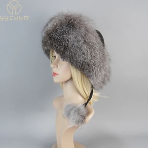 Beanieskull Caps 100 Natural Fur Hat Women Cap Winter Warm Female Fashion For With Earmuffs Y231117