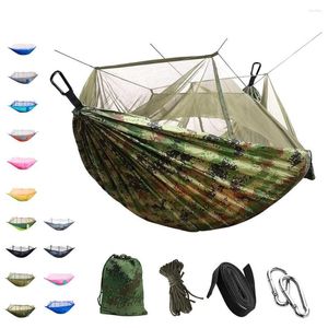 Móveis de acampamento 102x55inch Camping Hammock Portable Double com mosquito Bug Bug Tent 2 Treças para viajar para caminhadas ao ar livre