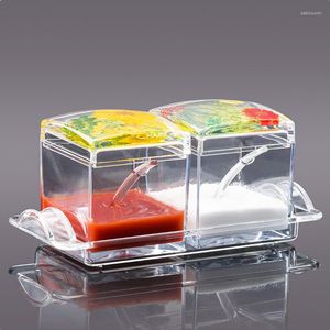 Storage Bottles Spice Jar Salt And Pepper Seasoning Bottle Kitchen Condiment Honey Container Durable Acrylic Sauce Box