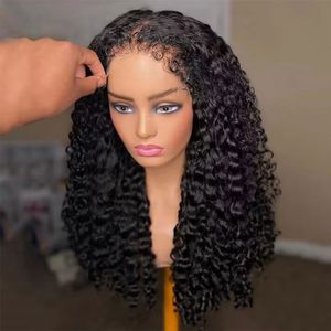 360 Deep Frontal Kinky Curly Human Hair Wig Brazilian Water Wave HD Spets Syntetiska peruker för kvinnor