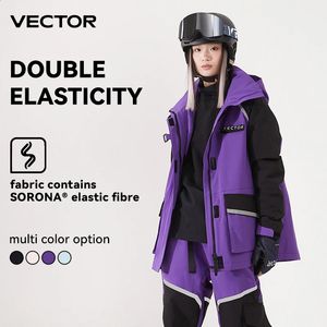 Tute da sci VECTOR Marca Uomo Donna Giacca da sci Inverno caldo antivento Tuta da sci impermeabile Sport all'aria aperta Cappotto da snowboard Splicing doppia piastra 231116