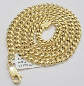 Collana a catena a maglie cubane Miami in vero oro 10k da 5 mm 24 