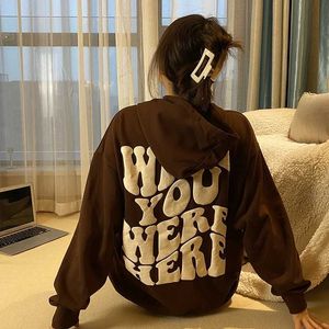 Erkek Hoodies Sweatshirts Vintage Brown Graffiti Zip-Up kapüşonlu Y2K Estetik Harajuku Mektup Baskı Uzun Kollu Kış Kış Kapşonlu Punk E-Girl Giyim J231116