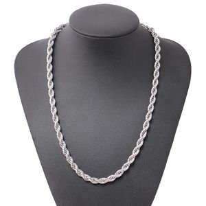 ed Rope Chain Classic Mens Jewelry 18k White Gold Filled Hip Hop Collana di gioielli di moda 24 pollici2867