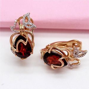 Baumeln Ohrringe 585 Lila Gold Intarsien Geometrische Wassertropfen Rubin Für Frauen 14 Karat Rose Überzogene Kristall Schmetterling Ohr Schnalle Schmuck