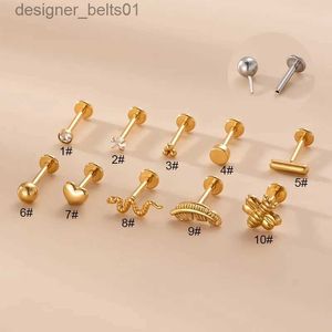 Stud 1Piece 1.2*8mm Piercing Body Jewelry Plug-in Lip Stud for Women 2022 New Trend Ear Cuff Stainless Steel Stud Earrings for TeensL231117