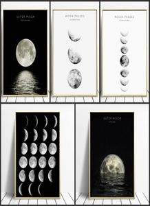 Minimalist Luna Wall Art Moon Faz Tuval Posterler ve Yazdırıyor Soyut resim Nordic dekorasyon resimleri modern ev dekor9574272