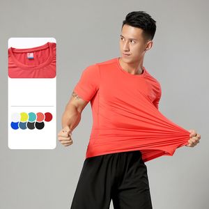 LL Outdoor Herren Sport Einfarbig Kurzarm Atmungsaktiv Schweißabsorbierend Elastisch Abnehmen T2