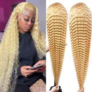 Blonde 613 Deep Wave 13x4 Transparent Lace Frontal Human Hair Wigs Pre plucked With Natural Hairline