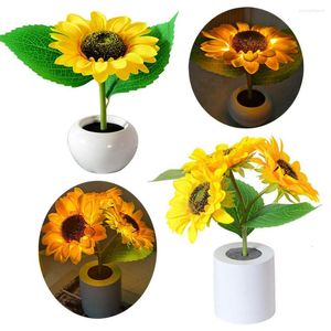 Table Lamps LED Sunflower Decorative Light USB Rechargeable Bedroom Romantic Potted Atmosphere Lamp Night For Kids Birthday Gift