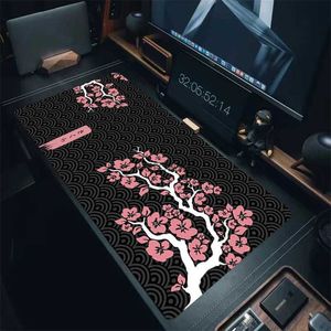 Mouse Pads Wrist Rests Sakura Gaming Mousepad Computer White Mouse Mat Gamer Mats Non-slip Cherry Rubber Mousepads For PC Desk Pad Company Table Pads YQ231117