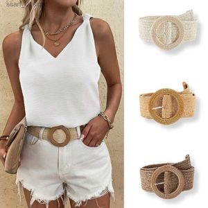 Cintos Novas Mulheres Str Trançado Cinto Verão PP Str Tecido Cinto Praia Estilo Elástico Cintura Larga Boho Vestido Cinto Decorativo VacationL231117