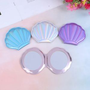 Kompakta speglar TSHOU711 Shell Compact Mirror Makeup Mirror Portable Pu Leather 1 2 Magnifier Make Up Mirrors 231116