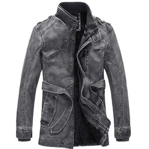 designer Men's Jackets Autumn and Winter Mid Length Standing Collar Pu Leather Jacket Washed Men's Motorcycle Leather Jacket Plush Casual Jacket Men's Clothing 1s
