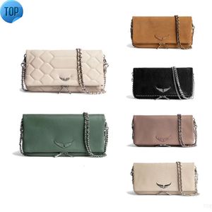 Zadig Voltaire Pochette Rock Swing Your Clutch Wing Wings Tote Luxurys Projektowanie ramion torebka oryginalna skórzana damska moda portfele męskie palety lady c66