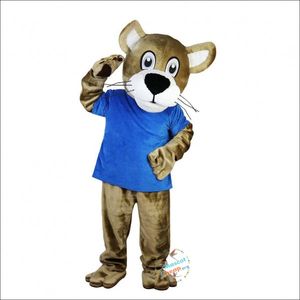 2024 Halloween Blue Vest Wild Cat Cartoon Mascot Costume Easter Bunny Plush kostym Kostym Tema Fancy Dress Advertising Birthday Fest Dräkt