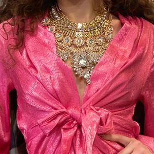 Chokers Indian Ethnic oświadczenie duży naszyjnik Kobiety moda kryształowy rhinestone maxi długi kołnierz duży dławika szyjka ds. Biżuterii boho 231116