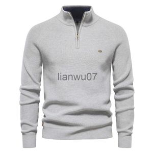 Camisolas masculinas 2023 novo outono algodão com zíper cardigans para homens moda casual social masculino suéteres gola alta quente inverno camisola de malha masculina j231117