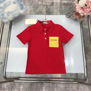 23ss キッズポロシャツ子供 tシャツ幼児 tシャツ子供デザイナー tシャツ男の子女の子スプライシングポケットロゴ印刷 tシャツ高品質子供服