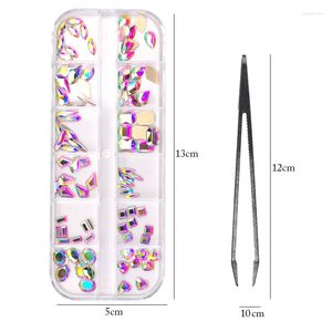 Nail Art Dekorationen Multi-Size Strasssteine 3D AB Kristall DIY Diamant Edelsteine Glitzernägel Zubehör Werkzeug Set