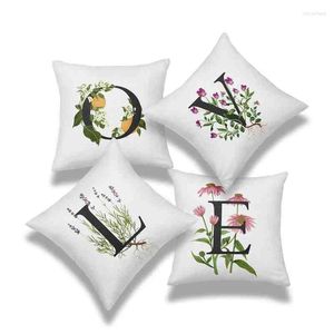 枕4PCSホームデコレーションの花と植物アルファベットの愛の印刷された装飾セット4 DIYカバー17