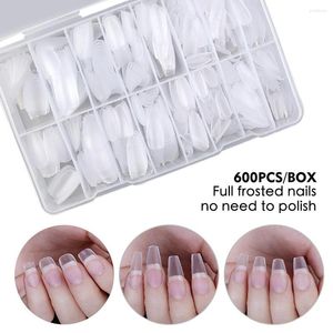 偽の爪600pcs/box clear 15サイズの余分な短いcoの爪の先端プロフェッショナルデュブル側マットフルカバープレスXS 15サイズ