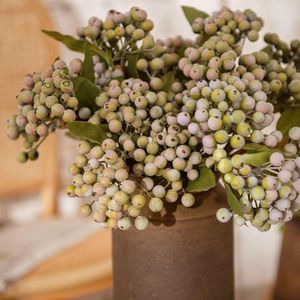 Decorative Flowers Green Bean Branch Berry Combination Artificial Fruit Home Office Garden Christmas Tree Decor Diy Wedding Fake Flower