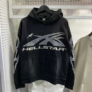 Herrtröjor tröjor hellstar vintage tvätt svart 1 1 high street tryck stora par sport hoodie t231117