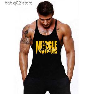 Men's Tank Tops Muscleguys Cotton Gyms Tank Tops Men Sleeveless Tanktops For Boys Bodybuilding Clothing Undershirt Fitness Stringer Vest T230417