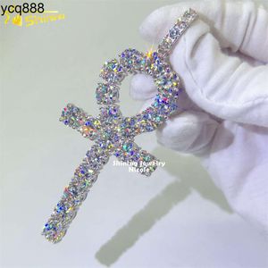 Высокое качество Bling Mens Silver 925 Big Custom d Vvs Diamond Moissanite Cross Подвеска