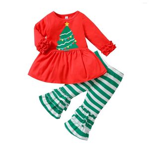 Clothing Sets Ma&amp;Baby 6M-4Y Christmas Toddler Infant Baby Girls Clothes Set Tree Print Long Sleeve Tops Green Striped Pants Xmas