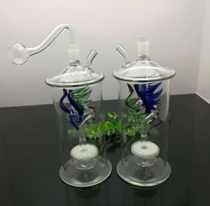 Rökande rör mini Hookah Glass Bongs Färgglada metallform Phoenix Glass Pot