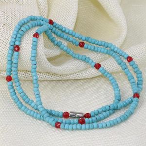 Strand Long Multilayer 4rows Magnetverschlüsse Blaue Türkise Calaite Stone 2 4mm facettierte Abacus Rondelle Perlen Armbänder Schmuck B2765