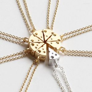 Chains Friendship 3D Tiny Cheese Friends Necklace BFF Gift Food Modern Minimalist Jewelry