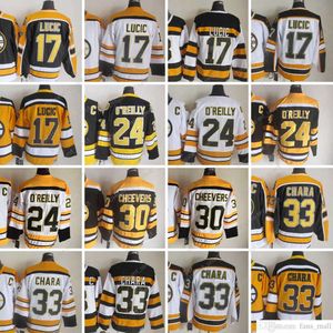 Film CCM Vintage Hockey sur glace''nHl'' 33 Zdeno Chara Maillots cousus 24 Terry O'reilly 17 Milan Lucic Jersey Noir Blanc 75e Jaune Hommes Rétro