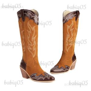 Botas Bonjomarisa Cowboy Botas para Mulheres Misturadas Cor Metálica Bling Sliver Western Boots Block Heel Slip On 2023 Outono Inverno Sapatos T231117