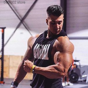 Men's Tank Tops 2019 New Men Bodybuilding Hoody shirt Cotton Tank top Gym Fitness Tanktops Animal Print Vest Male Workout Sportswear Stringers T230417