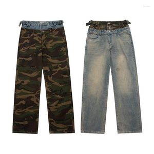 Мужские джинсы Firmranch винтажная камуфляжная сшивая прямые повседневные джинсовые брюки для мужчин