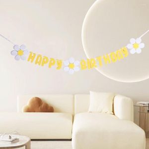 Decorazione per feste 1 pezzo per ragazzi ragazze buon compleanno tessuto margherita striscione fiore bianco baby shower bandiera appesa regalo decorazioni per la casa