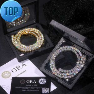 USA Stock Fine Jewelry Hip Hop 925 Серебряное серебро VVS Moissanite Diamond Classic Tennis Chain Ожерелье